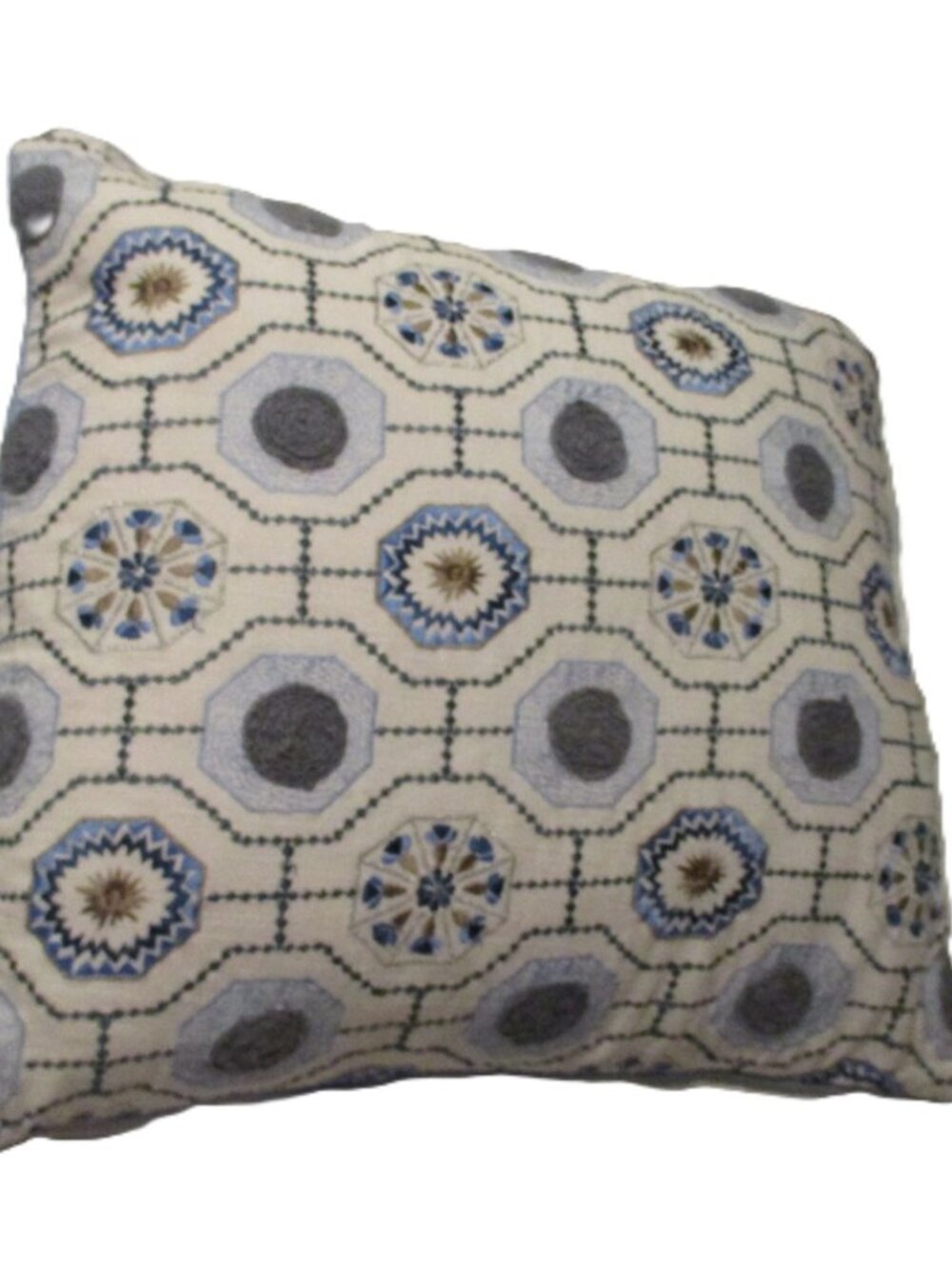 Celerie By Kemble Embroidery Pillow Perigold Designer 20” Feathers India Blue